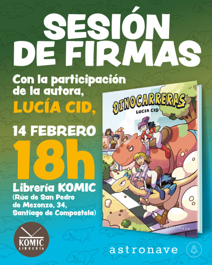 Sesión de firmas de DINOCARRERAS con Lucía Cid en Santiago de Compostela